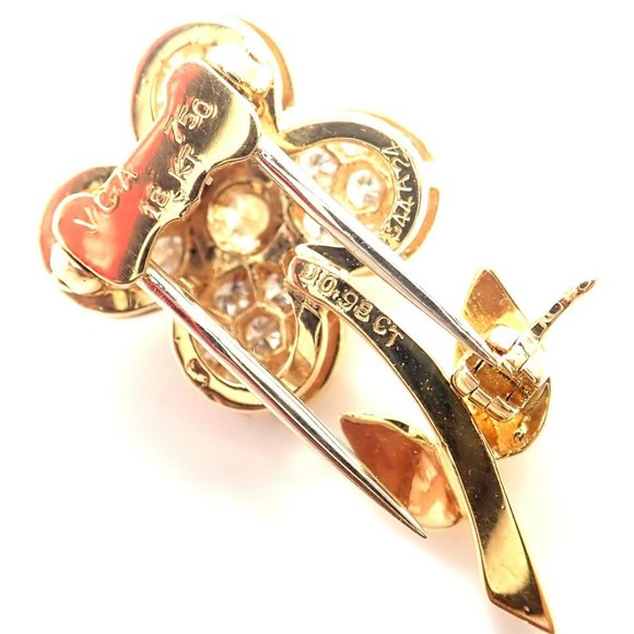 Rare! Authentic Van Cleef & Arpels Diamond 18k Yellow Gold Flower Pin Brooch - Picture 7 of 9